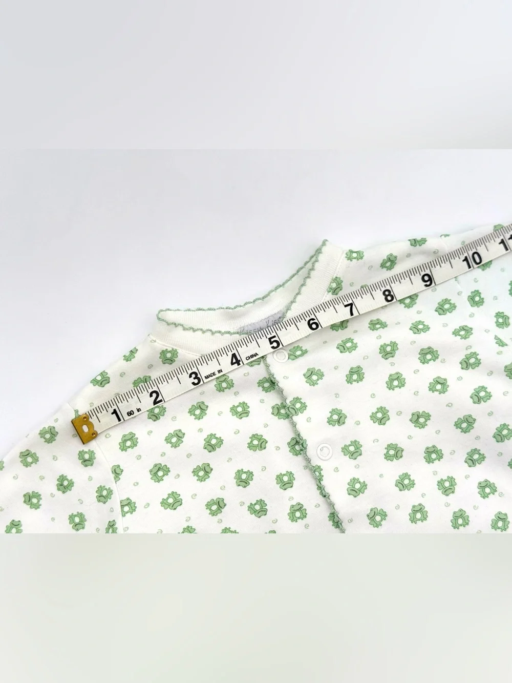 GUC Kissy Kissy Frogs Pima Cotton Footless One-Piece Sleeper in White Green 3-6M